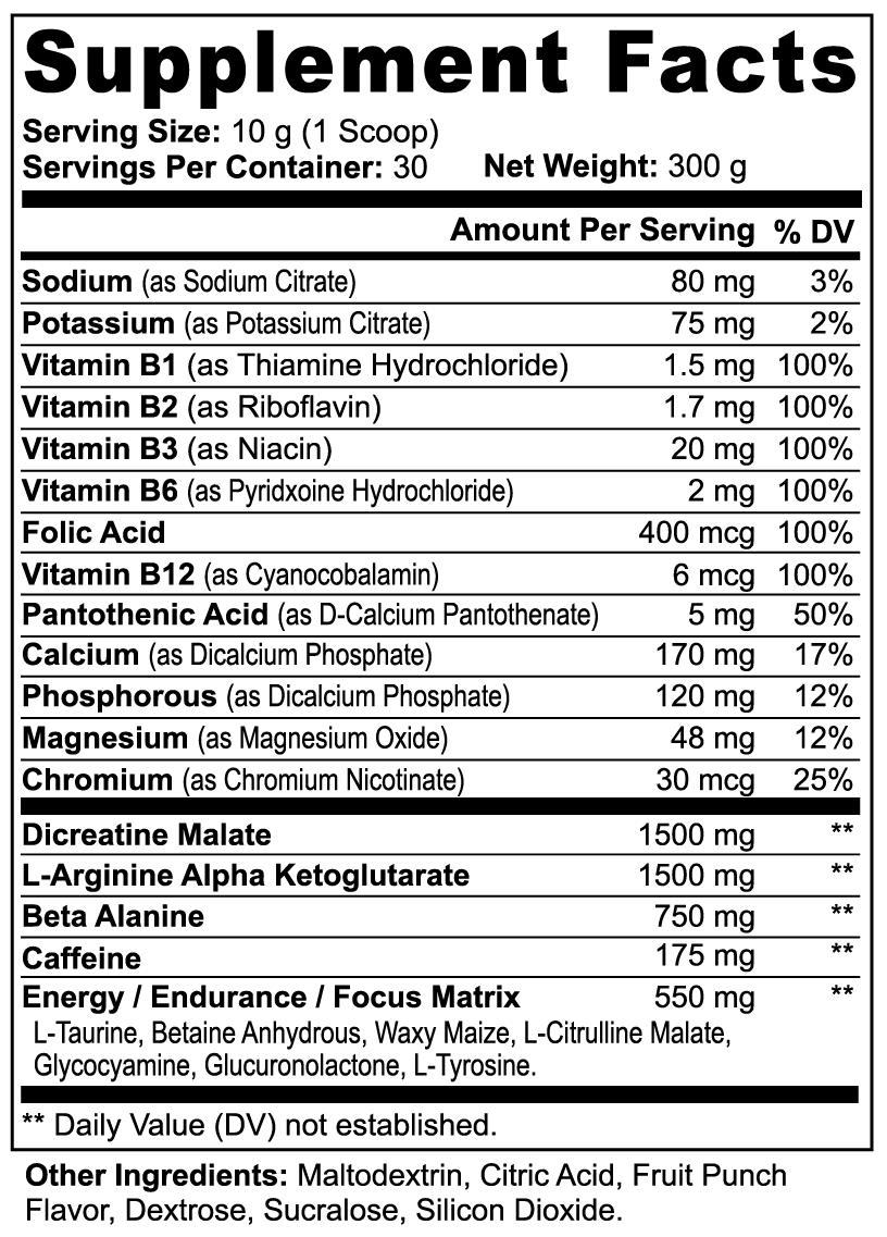 Energy-Rich Pre-Workout Powder (Fruit Punch)