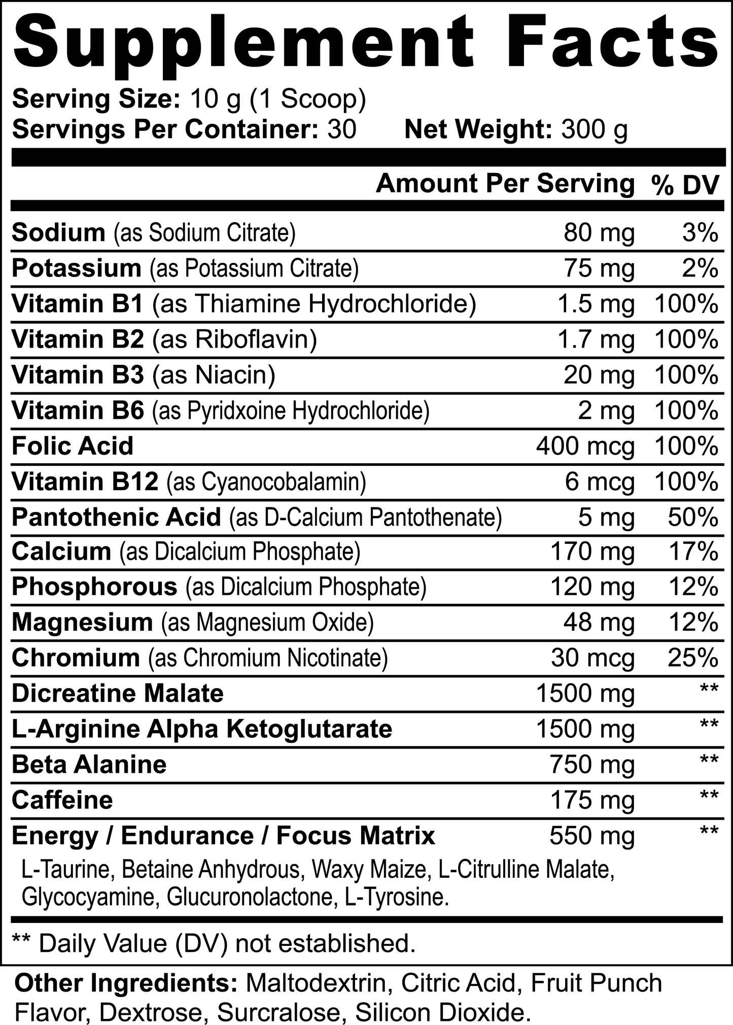 Energy-Rich Pre-Workout Powder (Fruit Punch)